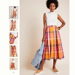 NWT Anthropologie Maeve Pippa Pleated Midi Skirt